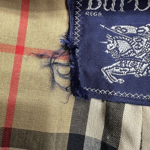 Vintage Burberrys Of London Trench Coat Size 40 Long Navy Blue Belted Pockets - Picture 6 of 16